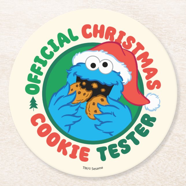 Cookie Monster | Officiell jul Cookie Tester Underlägg Papper Rund (Framsidan)
