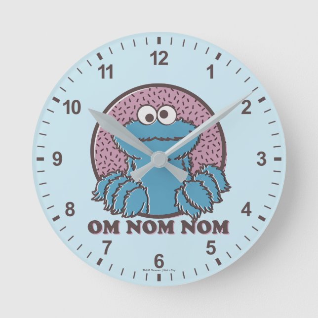 Cookie Monster | Om Nom Nom Rund Klocka (Framsida)