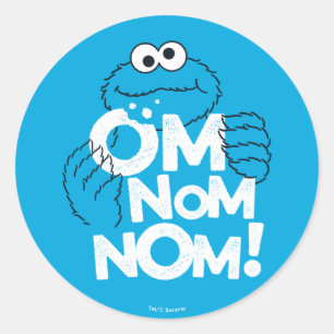 Cookie Monster   Om Nom Nom! Runt Klistermärke