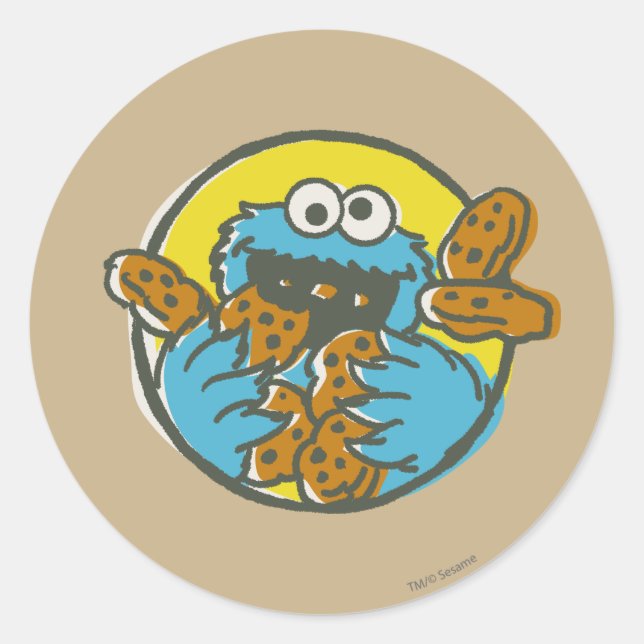 Cookie Monster Retro Runt Klistermärke (Framsida)