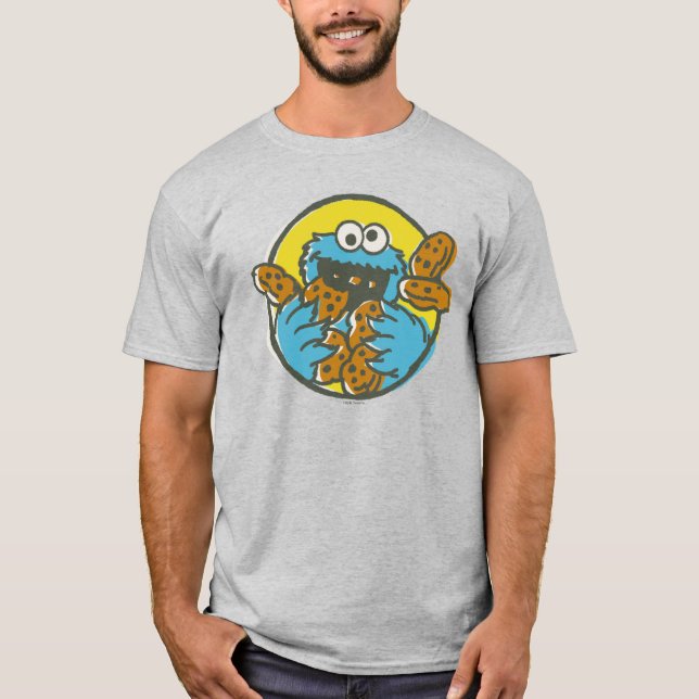 Cookie Monster Retro T Shirt (Framsida)