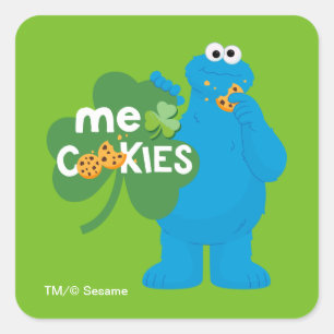 Cookie Monster   Shamrock Kärlek Fyrkantigt Klistermärke