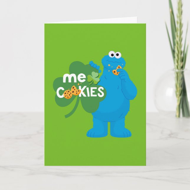Cookie Monster | Shamrock Kärlek Helgkort (Framsida)