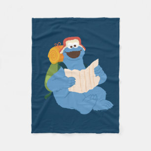Cookie Monster som läser Karta Fleecefilt