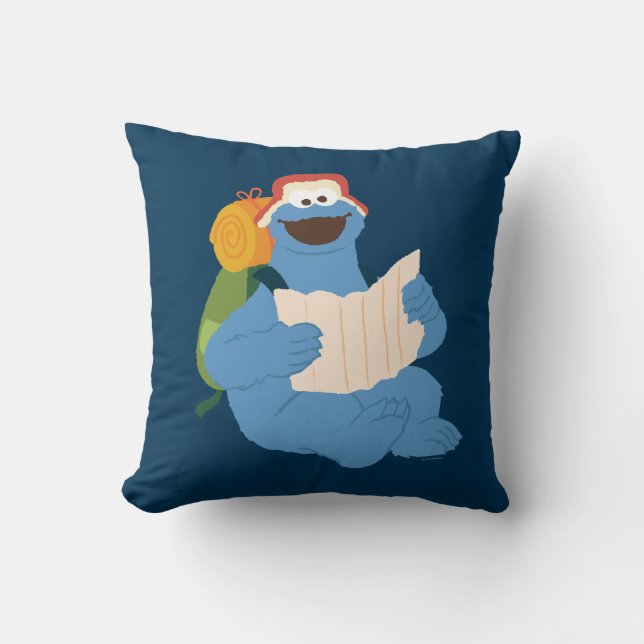Cookie Monster som läser Karta Kudde (Framsida)