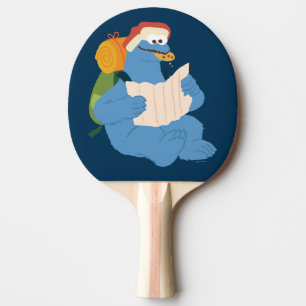 Cookie Monster som läser Karta Pingisracket
