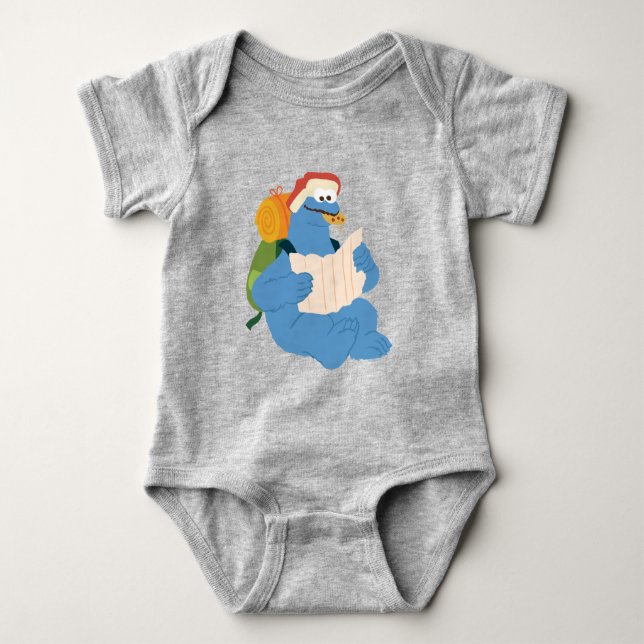 Cookie Monster som läser Karta T Shirt (Framsida)