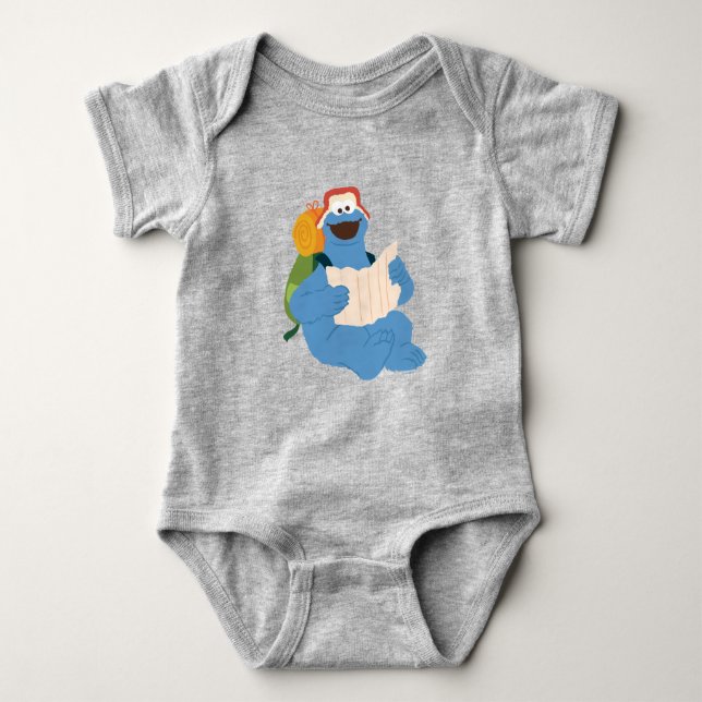 Cookie Monster som läser Karta T Shirt (Framsida)