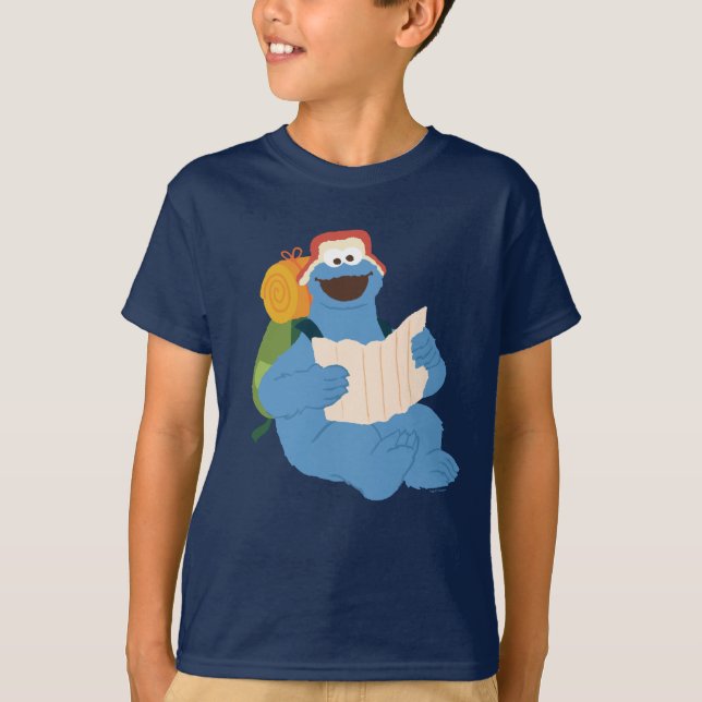 Cookie Monster som läser Karta T Shirt (Framsida)