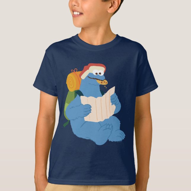 Cookie Monster som läser Karta T Shirt (Framsida)