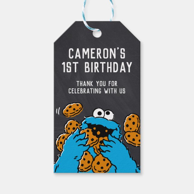 Cookie Monster | Tack för 1-årsdagen Presentetikett (Framsidan)