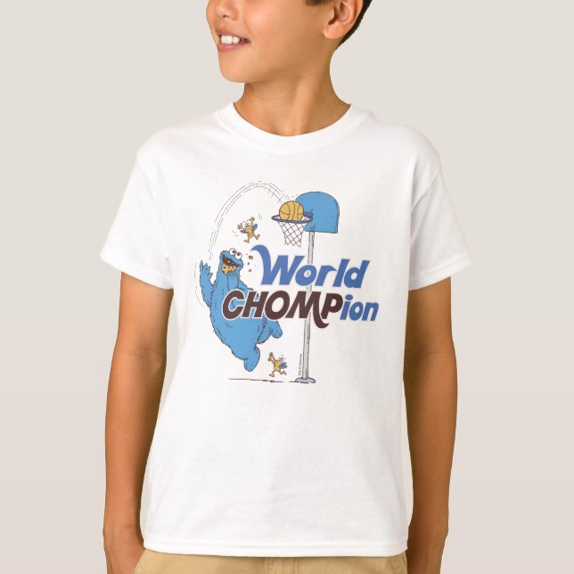 Cookie Monster | Tagning av basket Ringar T Shirt (Framsida)