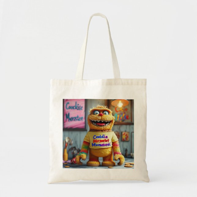 Cookie Monster Tote Bag - Roligt och hållbar ekovä Tygkasse (Framsidan)