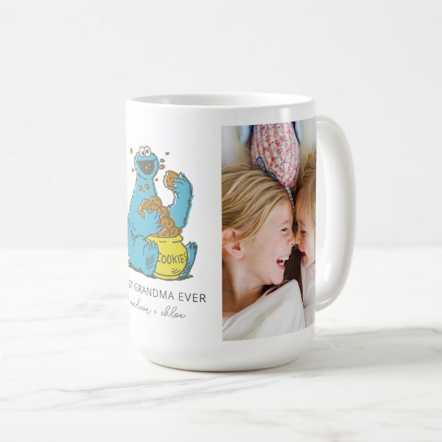 Cookie Monster-Vintage | Bästa farmor - Foto Kaffemugg (Framsida höger)