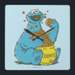 Cookie Monster-Vintage Fyrkantig Klocka<br><div class="desc">Anpassa den här stil Cookie-monstern i vintage på dina Zazzle-produkter.          © 2014 Sesame Workshop. www.sesamestreet.org</div>