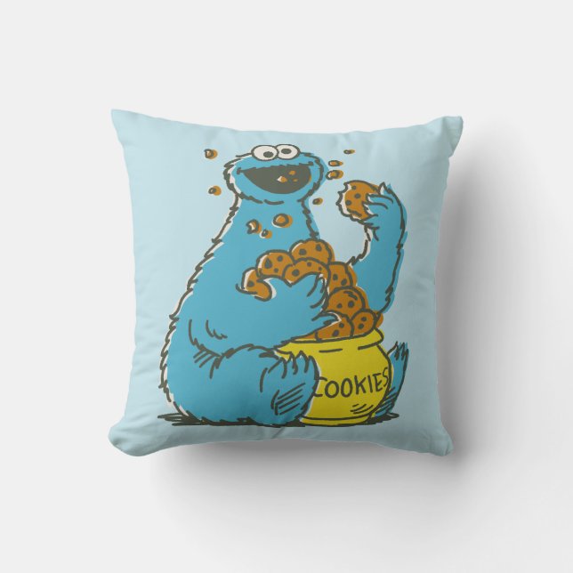 Cookie Monster-Vintage Kudde (Framsida)