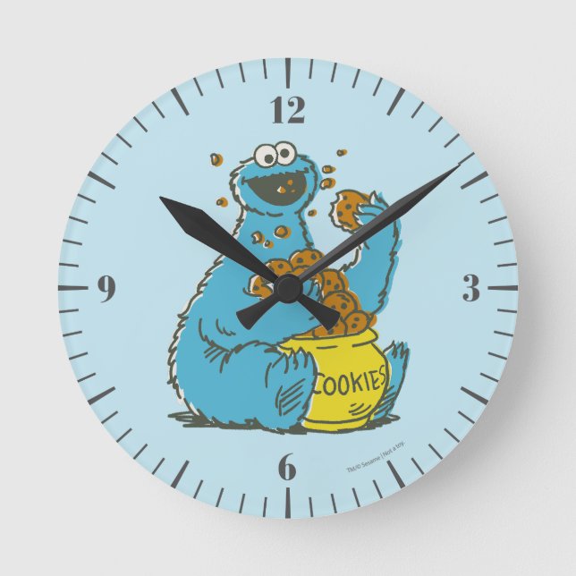 Cookie Monster-Vintage Rund Klocka (Framsida)