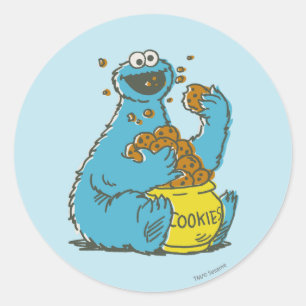 Cookie Monster Vintage Runt Klistermärke