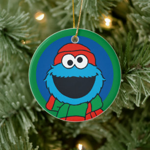 Cookie Monster Vinter Scarf Julgransprydnad Keramik