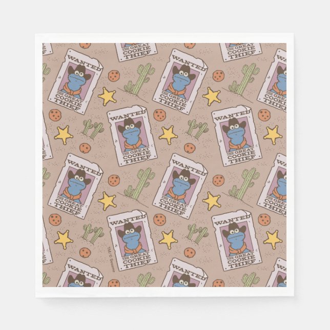 Cookie Monster Wanted Mönster Pappersservett (Framsidan)