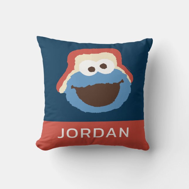 Cookie Monster Woodland Face | Lägg till ditt namn Kudde (Framsida)
