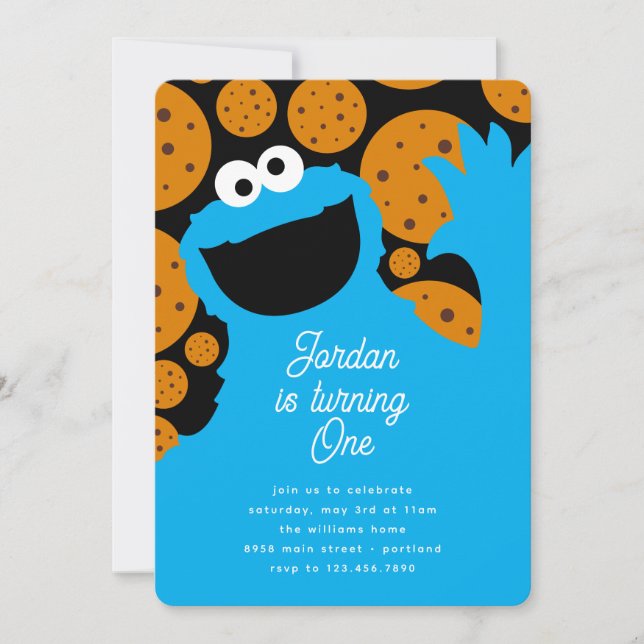 Cookie Monsters födelsedagskalas Inbjudningar (Framsida)
