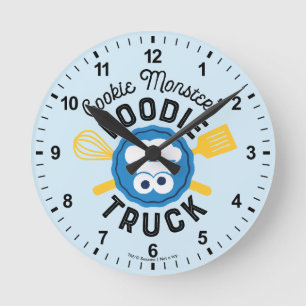 Cookie Monsters Foodie Lastbil Logotyp Rund Klocka