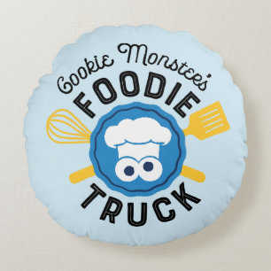 Cookie Monsters Foodie Lastbil Logotyp Rund Kudde