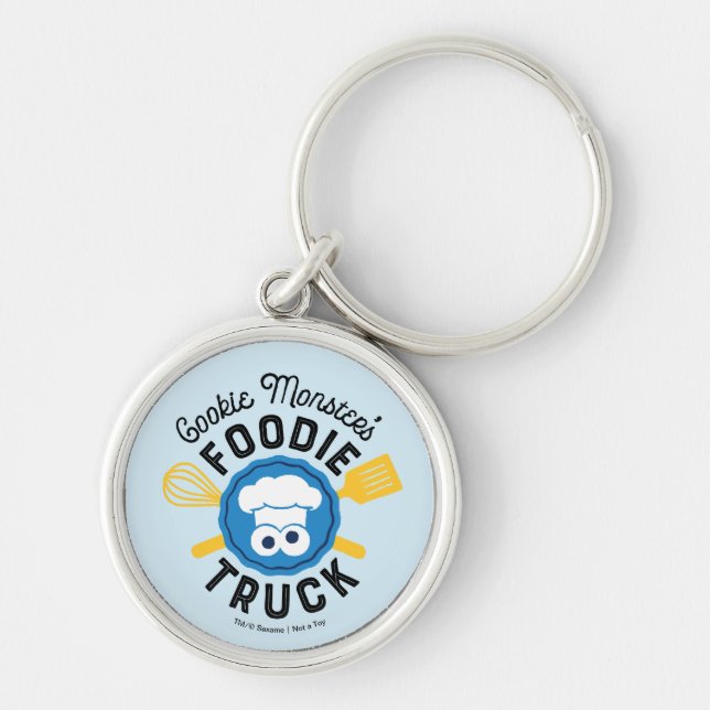 Cookie Monsters Foodie Lastbil Logotyp Rund Silverfärgad Nyckelring (Framsidan)