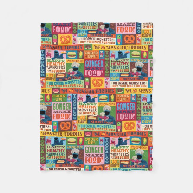 Cookie Monsters Foodie Lastbil Mönster Fleecefilt (Framsidan)