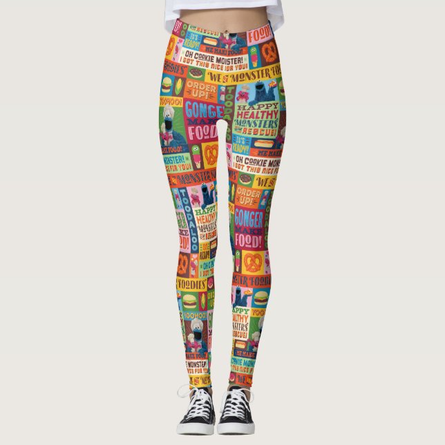 Cookie Monsters Foodie Lastbil Mönster Leggings (Framsida)