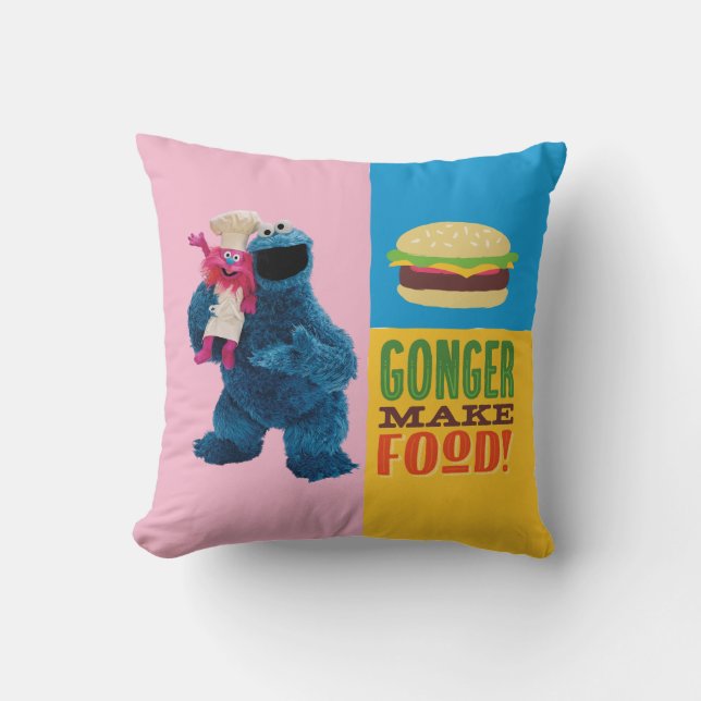 Cookie Monsters matlastbil | Gonger lagar mat Kudde (Framsida)
