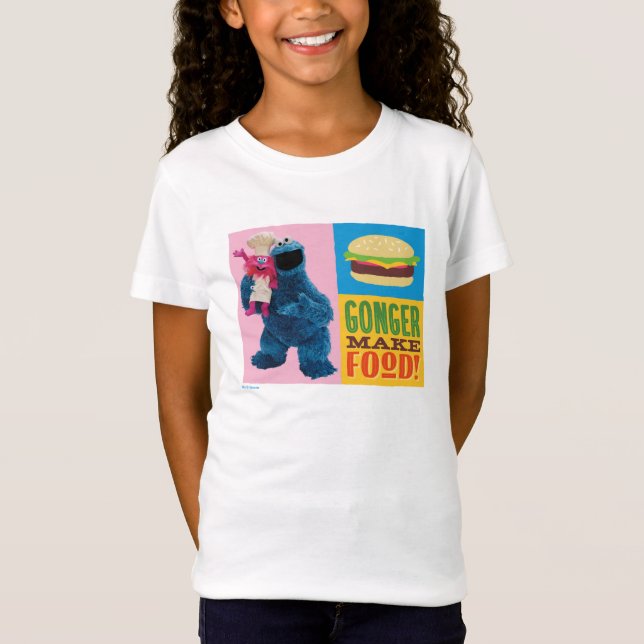 Cookie Monsters matlastbil | Gonger lagar mat T Shirt (Framsida)