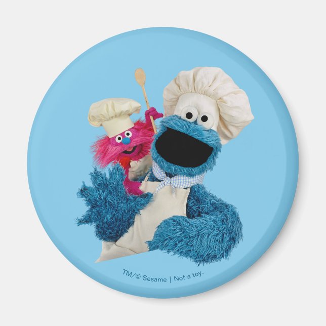 Cookie Monsters matvagnsvänner Magnet (Framsidan)