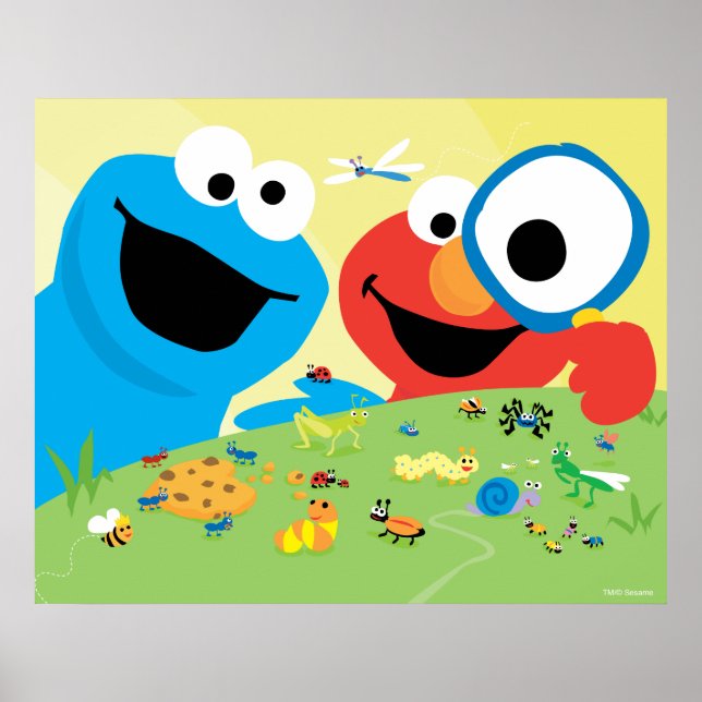 Cookie och Elmo Tittar för Kryp Poster (Framsidan)