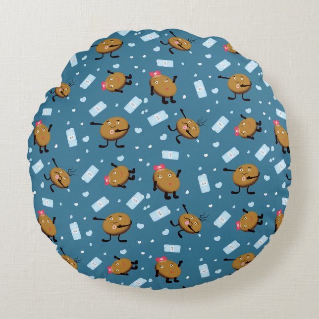 Cookie och mjölk rund kudde (Framsidan)