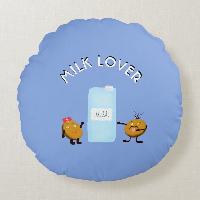 Cookie och mjölk rund kudde (Framsidan)