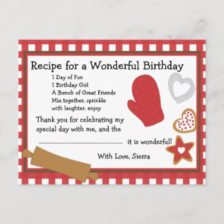 Cookie Recipe Tackkort Inbjudningar