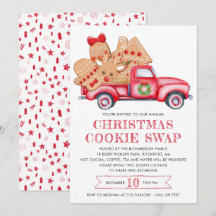 Cookie Red Lastbil Cookie Swap Inbjudningar