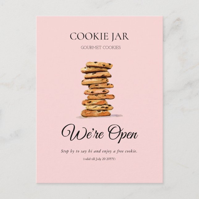 Cookie Shop Bakery Vi är öppna reklamkampanjer Vykort (Framsida)