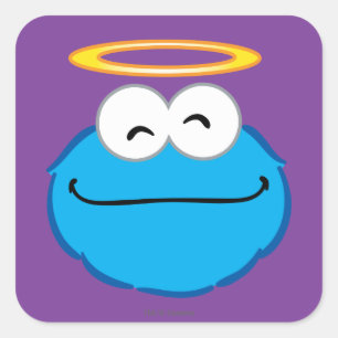 Cookie Smiling Ansikte med Halo Fyrkantigt Klistermärke
