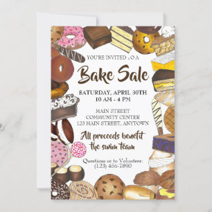 Cookie Swap Bake Sale Baked Goods Party Inbjudningar