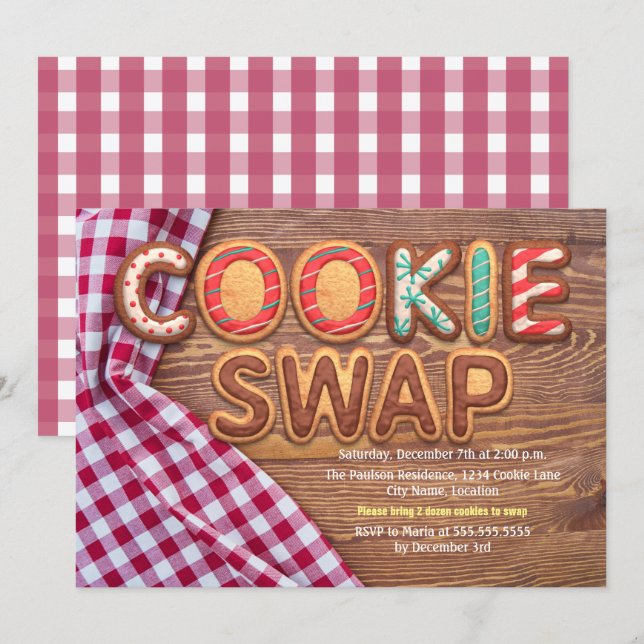 Cookie Swap Inbjudningar (Fram/baksida)