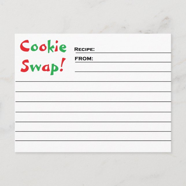 "Cookie Swap!" Receptkort Vykort (Framsida)