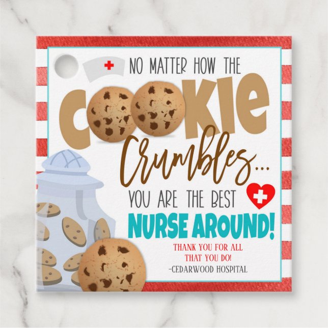 Cookie Tack Nurse Gift-Märkre Gåvor Etiketter (Framsida)