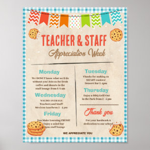 Cookie Teacher Apprecition Week Itinerary Poster