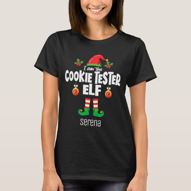 Cookie Tester Elf Family Matching Christmas Name  T Shirt (Framsida)
