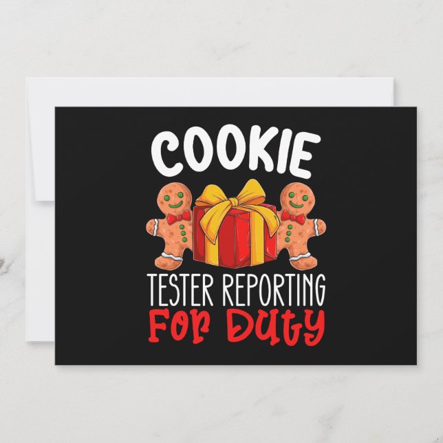 Cookie Tester-rapportering för den roliga julen Inbjudningar (Framsida)