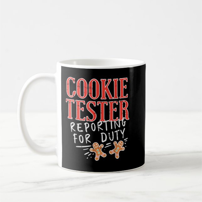 Cookie Tester Reporting Duty Funny jul Julafton Kaffemugg (Vänster)