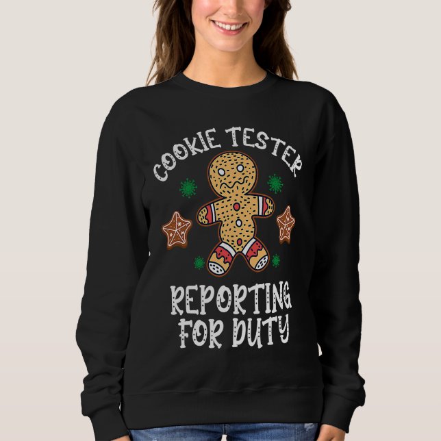 Cookie Tester Reporting For Duty Kids Gingerbread T Shirt (Framsida)